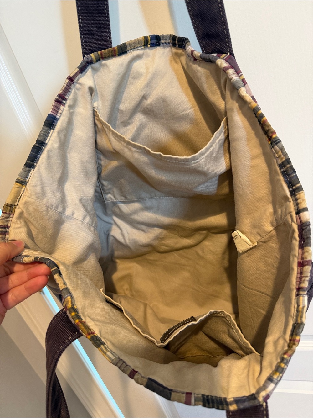 J.Crew Vintage Madras Patchwork Canvas Tote Bag - Picture 7 of 9